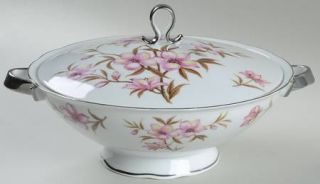 Bellaire Allegro Round Covered Vegetable, Fine China Dinnerware   Pink & Yellow