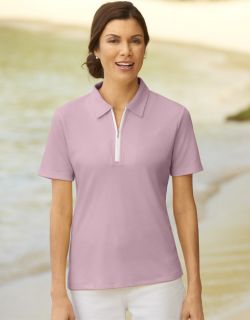 Quarter zip Short sleeved Tee, Light Purple, X Large