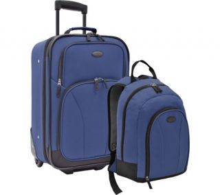 US Traveler Upright & Backpack 2 Piece Luggage Set   Blue Luggage Sets