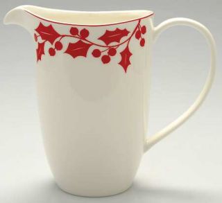 Lenox China Holly Silhouette 64 Oz Pitcher, Fine China Dinnerware   Red Or White
