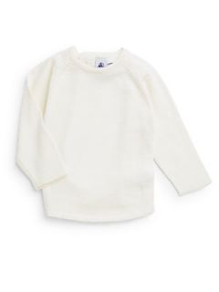 Infants Back Button Sweater   White