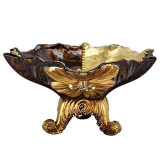 Decorative Round Bowl (Brown, bronze, marble, gold Dimensions 14 inches long x 14 inches wide x 8 inches high )