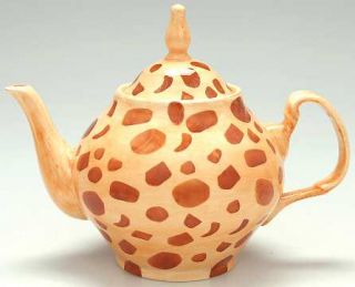 Home Essentials Safari Teapot & Lid, Fine China Dinnerware   Animal Print Motifs