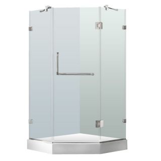 Vigo Industries VG6062BNCL36W Shower Enclosure, 36 x 36 Frameless NeoAngle 3/8 w/White Base Clear/Brushed Nickel
