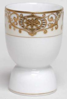 Noritake 175 Double Egg Cup, Fine China Dinnerware   Gold Flowers & Scroll Decor