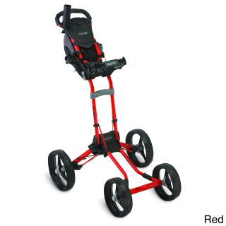 Bag Boy Quad 4 wheel Push Golf Cart (Black, silver, red, navy, yellow, whiteDimensions 24 inches long x 17 inches wide x 16 inches highWeight 16 pounds9.5 inch front and 11.5 inch rear oversized wheels are easy to roll through the grass, oversized zippe