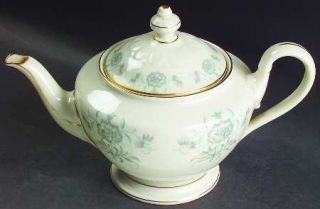 Castleton (USA) Caprice Teapot & Lid, Fine China Dinnerware   Gray Floral On Rim