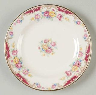 Edwin Knowles Lido Bread & Butter Plate, Fine China Dinnerware   Yellow/Pink Spr