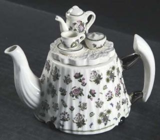 Portmeirion Botanic Garden Mini Figurine Teapot & Lid, Fine China Dinnerware   V
