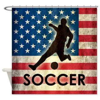  Grunge USA Soccer Shower Curtain  Use code FREECART at Checkout