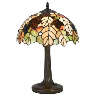 1 light Antique Brass Tiffany Glass Accent Lamp