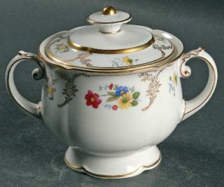 Royal Bayreuth Savannah Sugar Bowl & Lid, Fine China Dinnerware   Gold Flowers/S