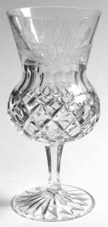 Unknown Crystal Unk4963 Water Goblet   Gray Cut Thistle, Panels,Cris Cross Cut