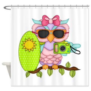  Surfing Girl Owl Shower Curtain  Use code FREECART at Checkout