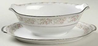 Style House Shelton Gravy Boat with Attached Underplate, Fine China Dinnerware  
