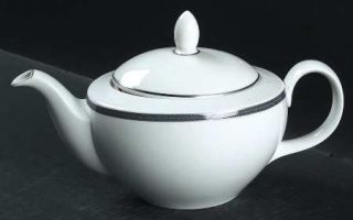 Royal Doulton Columbus Teapot & Lid, Fine China Dinnerware   Bone, Black/White H