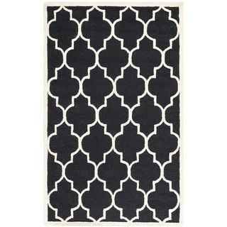 Safavieh Handmade Cambridge Moroccan Casual Geometric Pattern Black Wool Rug (4 X 6)