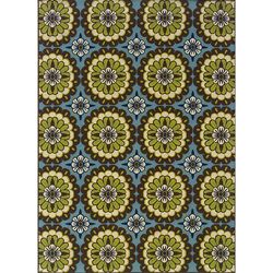 Blue And Green Outdoor Area Rug (67 X 96)
