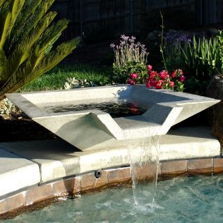 Square Fiberglass Cubic Scupper Fountain Speckled Granite   CSCP 3008SP, 30L x