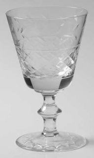 Unknown Crystal Unk2490 Wine Glass   Cut Criss Cross & Laurel Design