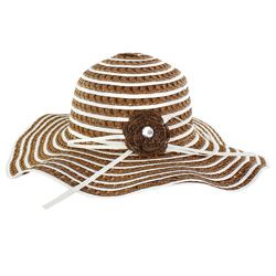 Faddism Stylish Women Summer Straw Hat Brown Stripes Pattern Design With Brown Flower Bow (Brown, White Feature This hat can be rolled or folded then packed away, easy to open up and restore it to its former shape Style Women Summer Hat One size fits mo