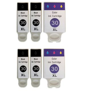 Kodak 30xl, Four Black And Two Color Compatible Ink Cartridge (remanufactured) (pack Of 6) (Black+ColorPrint yield 550 pages at 5 percent coverageNon refillableModel NL Kodak 30XL, 4xBlk+2x ClrWarning California residents only, please note per Proposit