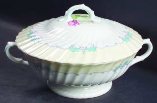Royal Doulton Picardy Round Covered Vegetable, Fine China Dinnerware   Pink Flor