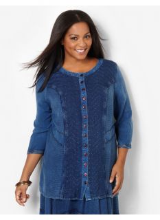 Catherines Plus Size Soft Patchwork Tunic   Womens Size 3X, Denim