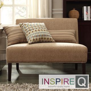 Inspire Q Kayla Mocha Chenille Armless Loveseat