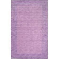 Hand crafted Purple Tone on tone Bordered Emeto Wool Rug (9 X 13)