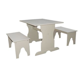 Juvenile Linen White Table With Two Benches