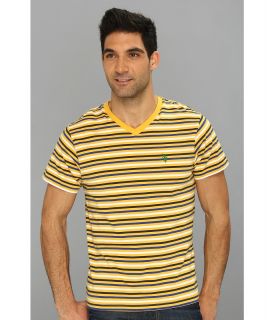 U.S. Polo Assn Narrow Striped T Shirt with V Neckline Mens T Shirt (Yellow)