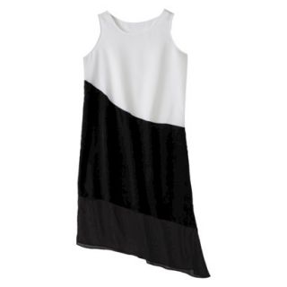 Mossimo Womens Asymmetrical Midi Dress   White/Black S