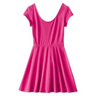 Mossimo Supply Co. Juniors Short Sleeve Fit & Flare Dress   Vivid Pink XL(15 