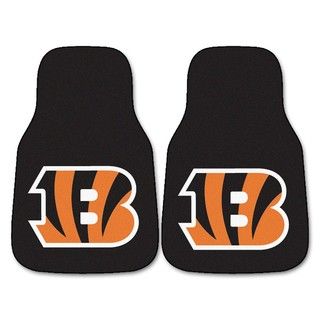 Fanmats Cincinnati Bengals 2 piece Carpeted Nylon Car Mats (100 percent nylonDimensions 27 inches high x 18 inches wideType of car Universal)