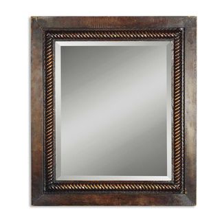 Tanika Dark Brown Iron Framed Beveled Mirror