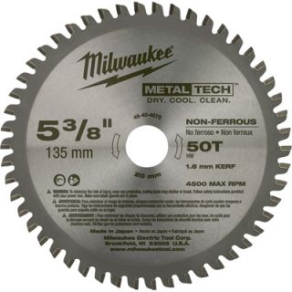 Milwaukee Circular Saw Blade   5 3/8in. Dia., 50T, Non Ferrous Metal Cutting,
