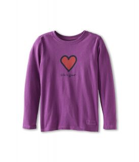 Life is good Kids Girls Toddler Crusher L/S Heart Girls T Shirt (Purple)