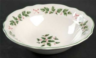 Nikko Festive Holly 9 Round Vegetable Bowl, Fine China Dinnerware   Holly, Red