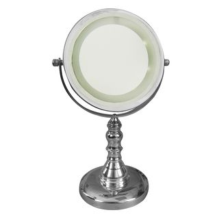 Free Standing 5x Chrome Magnifying Lighted Makeup Mirror