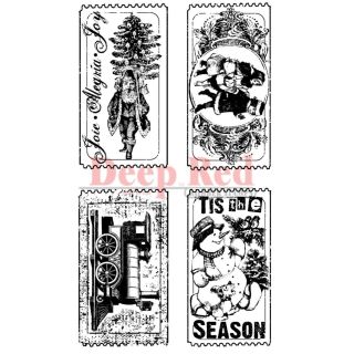 Deep Red Cling Stamp Set 2 X4  Tis The Season Tickets