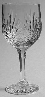 Bohemia Crystal Boc43 Water Goblet   Clear,Crisscross&Fan Cut,Multisided Stem