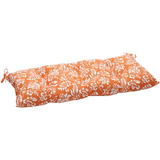 Pillow Perfect Outdoor Orange/ White Floral Tufted Loveseat Cushion (Orange/whiteMaterials 100 percent polyesterFill 100 percent virgin polyester fiber fillClosure Sewn seam Weather resistantUV protectionTie closureCare instructions Spot clean onlyDim