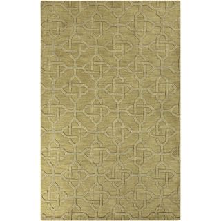Hand crafted Golden Links Greenish Yellow Geometric Wool Rug (8 X 11)