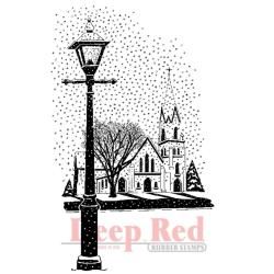 Deep Red Cling Stamp 2 X3  Winter Church
