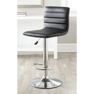 Safavieh Arissa Black Adjustable Height Swivel Bar Stool (BlackMaterials Plywood, Chrome Steel and FoamFinish NaturalSeat dimensions 15.4 inches wide x inches deepSeat height 23.8 29.9 inchesDimensions 34.7 40.8 inches high x 15.4 inches wide x 18.5 
