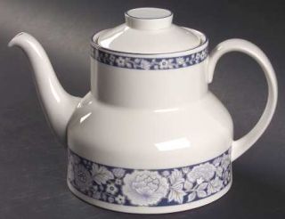 Royal Doulton Oakdene Teapot & Lid, Fine China Dinnerware   White/Gray/Lavender