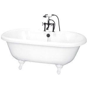 Elizabethan Classics ECUSADF60WH Universal 60in Dual Tub on Ball and Claw Feet