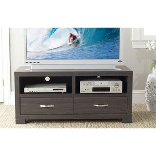 Safavieh Monroe Dark Grey 2 drawer Tv Cabinet (Dark GreyMaterials Medium density FiberboardDimensions 21.4 inches high x 47.2 inches wide x 18.9 inches deepThis product will ship to you in 1 box.Minor assembly required )