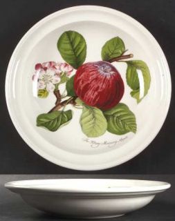 Portmeirion Pomona Rim Soup Bowl, Fine China Dinnerware   Fruit And Flowers, Whi
